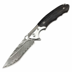 Outdoor Camping Folding Pocket Knife - Black Ebony Handle Clip Point - Style 0160