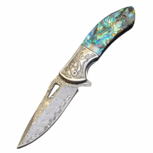 Outdoor Camping Folding Pocket Knife - VG10 Damascus Blade, Mosaic G10 Handle - Style 2014