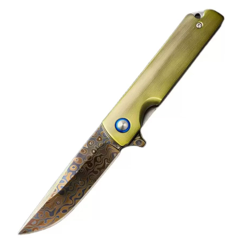 Outdoor EDC Pocket Knife - Damascus Pattern Steel - Pocket Utility Tool - Style 7057 Outdoor EDC Pocket Knife - Damascus Pattern Steel - Pocket Utility Tool - Style 7057