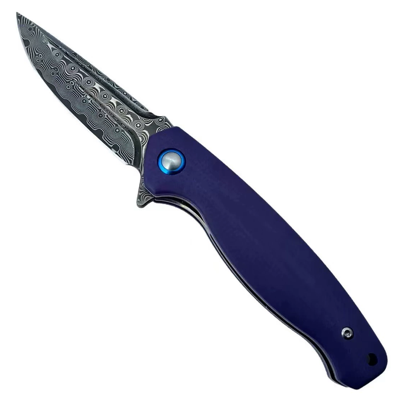 Outdoor EDC Pocket Knife - Damascus Pattern Steel, G10 Handle - Pocket Utility Tool - Style 2713 Outdoor EDC Pocket Knife - Damascus Pattern Steel, G10 Handle - Pocket Utility Tool - Style 2713