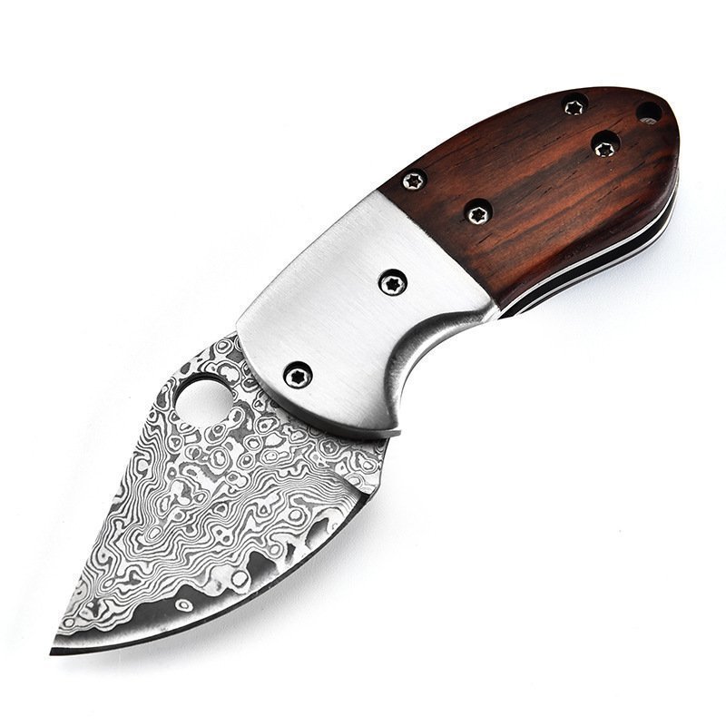 Mini Mantis Knife Damascus Steel Folding Knife Wooden Handle Pocket Knife Portable Unboxing Mini Mantis Knife Damascus Steel Folding Knife Wooden Handle Pocket Knife Portable Unboxing