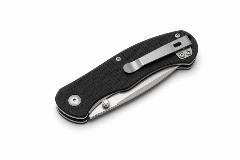 Black closed folding knife with G10 handle