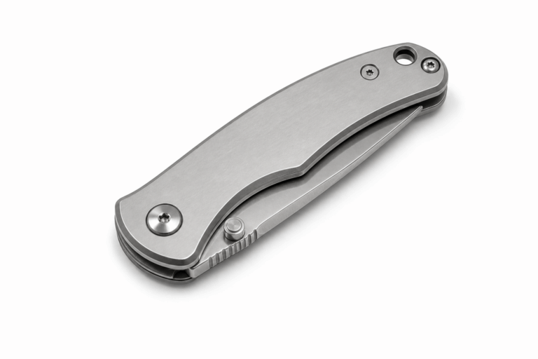 Silver closed folding pocket knife