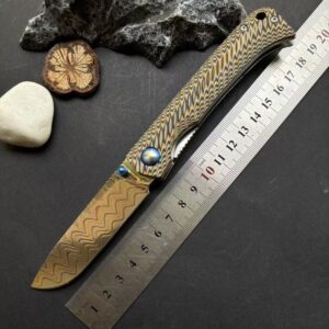G10 Damascus Outdoor EDC Folding Knife