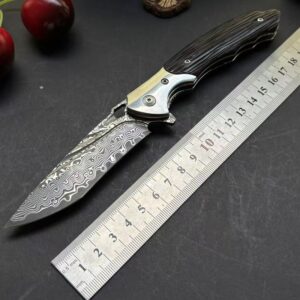 Black Wood Handle Outdoor EDC Folding Knife
