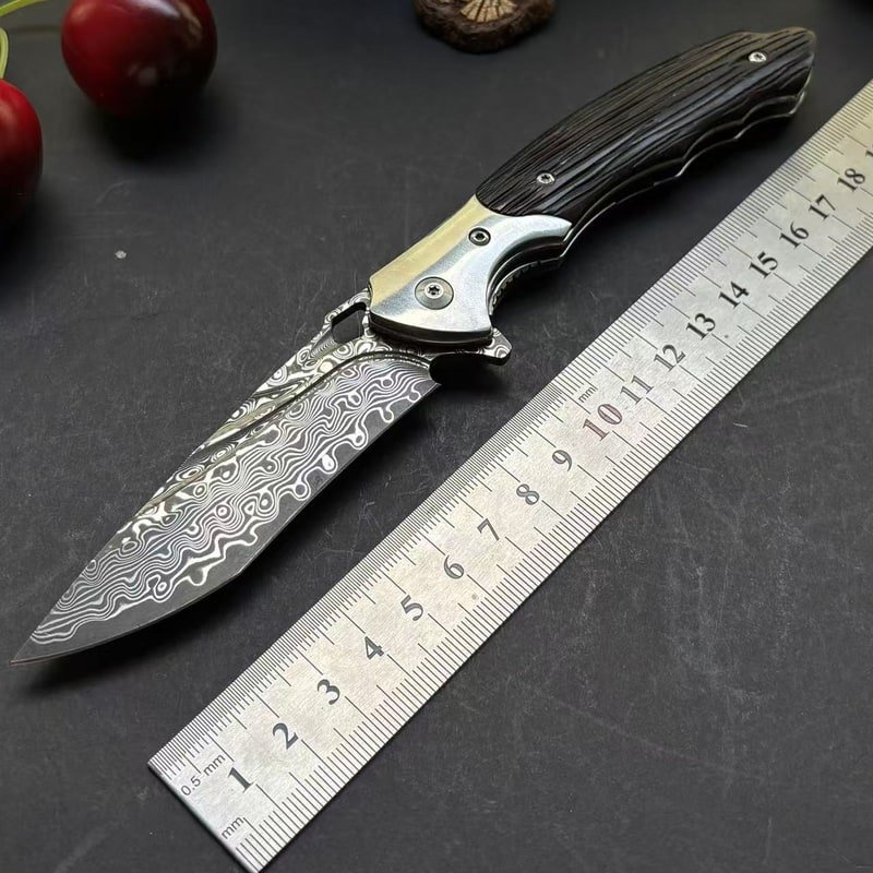Black Wood Handle Outdoor EDC Folding Knife Black Wood Handle Outdoor EDC Folding Knife