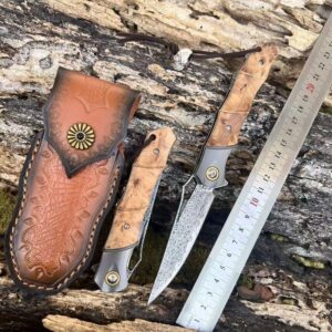 Bamboo Handle Outdoor EDC Folding Knife