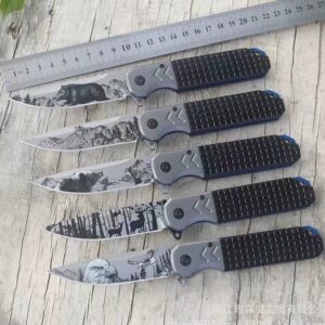 Outdoor EDC Folding Knife Set with Dark Handles