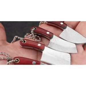 Mini Keychain Utility Knife Set with Wood Handles