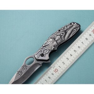 Engraved Handle Outdoor EDC Folding Knife