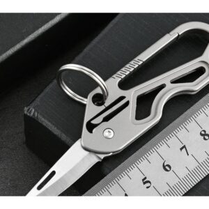 Silver Titanium Keychain Utility Knife
