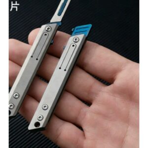 Silver Mini Keychain Folding Utility Knife Pair