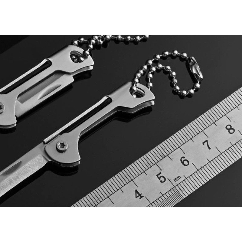 Slim Silver Keychain Folding Utility Knife Pair Slim Silver Keychain Folding Utility Knife Pair