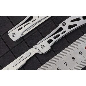 Silver Skeleton Handle Outdoor EDC Folding Knife Pair