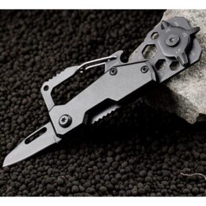 Black Multi-Function Carabiner Folding Utility Knife