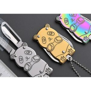 Bear Shape Mini Keychain Folding Utility Knife Set