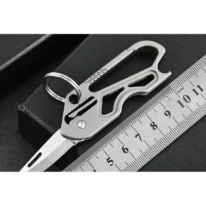 Silver Titanium Keychain Folding Utility Knife