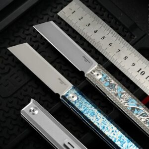 Blue Engraved Outdoor EDC Folding Knife