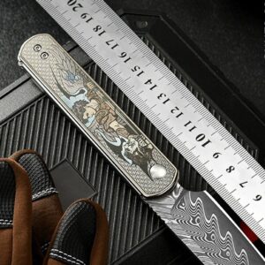 Engraved Handle Outdoor EDC Folding Knife