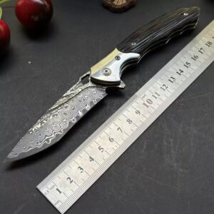 Black Wood Handle Outdoor Folding Knife