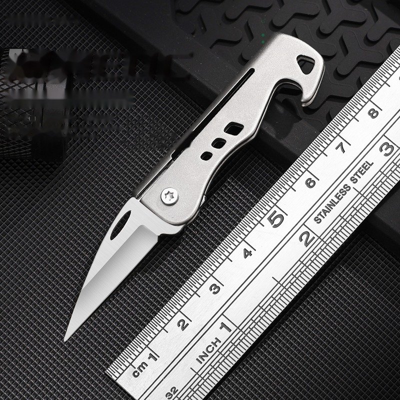Silver Outdoor Utility Folding Knife With Bottle Opener Silver Outdoor Utility Folding Knife With Bottle Opener