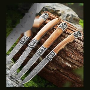 Wood Handle Outdoor Folding Knife Set