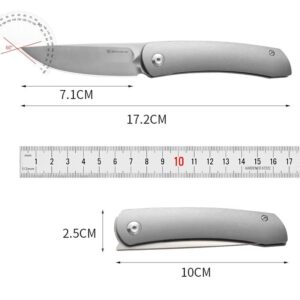 Silver Stonewashed Outdoor EDC Folding Knife