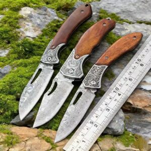 Wood Handle Outdoor EDC Folding Knife Set
