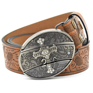 Belt Buckle Knife-Small Cross Knife Buckle Embossed Brown