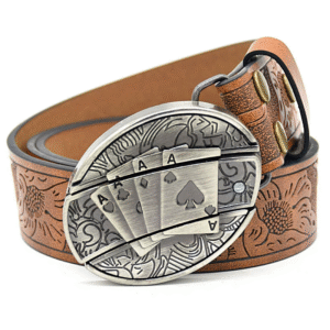Belt Buckle Knife-Poker Knife Buckle Embossed Brown