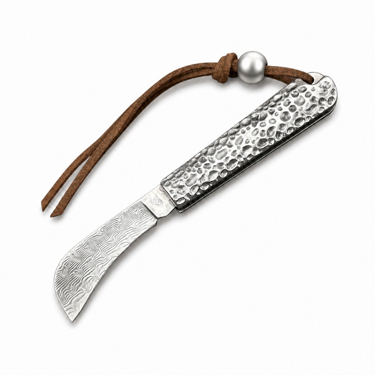 45649-main-white-clean.jpg Mini Cleaver-Style Damascus Folding Knife