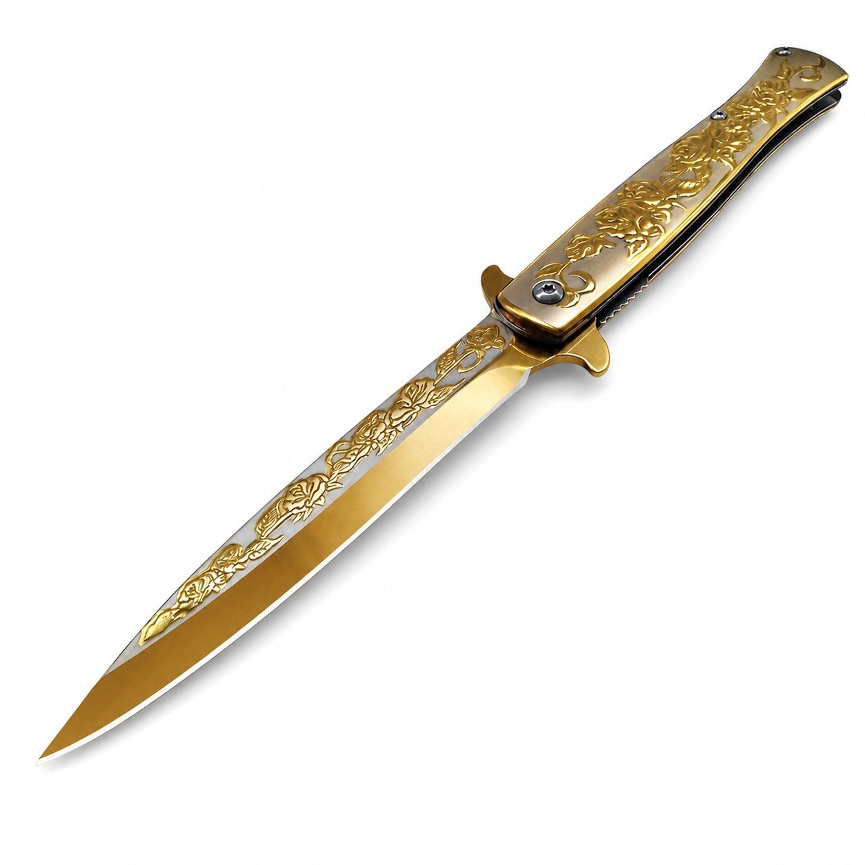 48158-main-white-clean.jpg A Folding Knife Of A Gold-embossed Swordfish