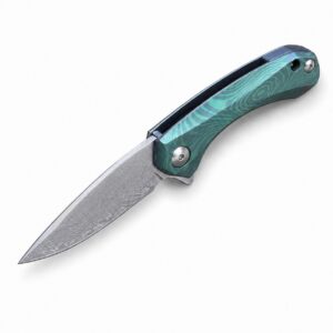 Titanium Handle Mini Damascus Folding Fold Folding Knife