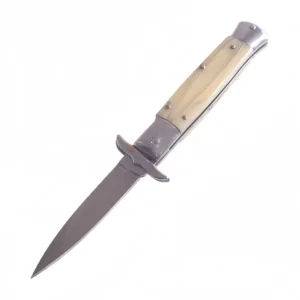 Yellow Bone Handle Stiletto Knife – Dragon Pattern Design
