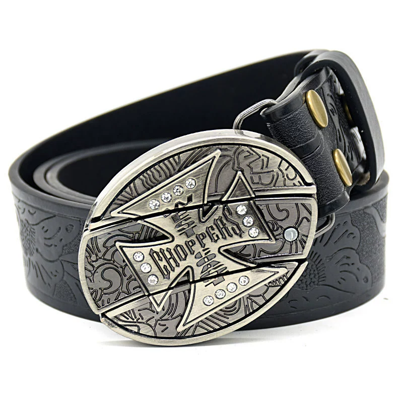 ab7c53a51002770480b9c41be988187.png Belt Buckle Knife-Large Cross Knife Buckle Embossed Black